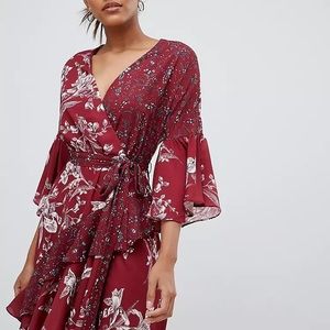 French Connection Ellette Crepe Frill Wrap Dress size 10 NWT
